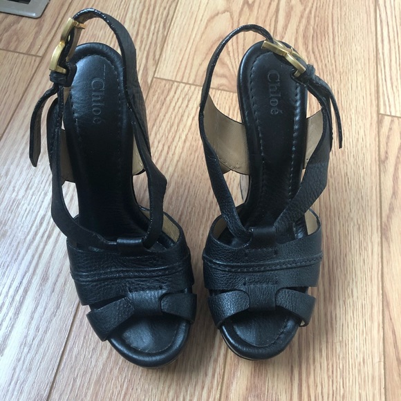 Chloe Wedge Sandals Size 8 - Picture 1 of 8